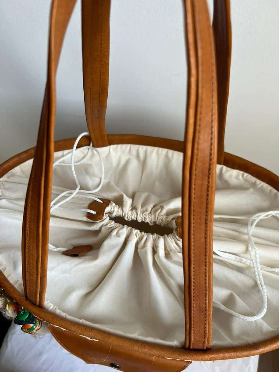 grand couffin avec poche en cuir - artisanat Tunisien fait main | ILEYCOM