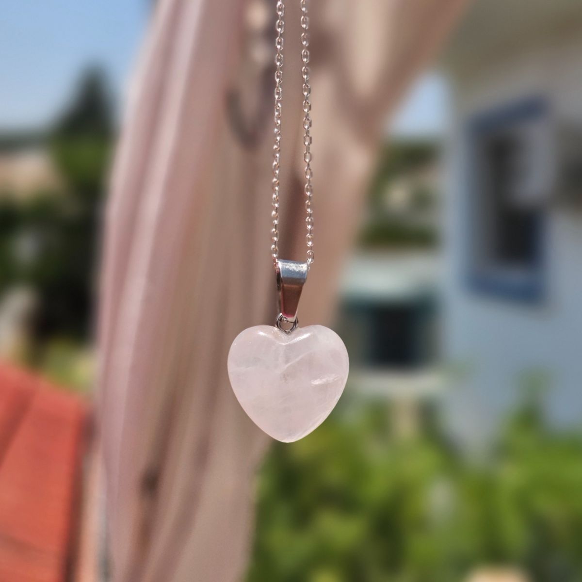 collier rose quartz cœur en argent 925 pour une élégance unique