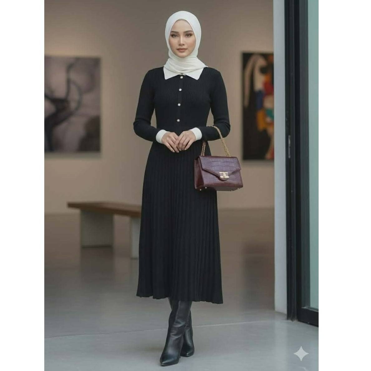 Robe noire en laine élégante pour un look irrésistible