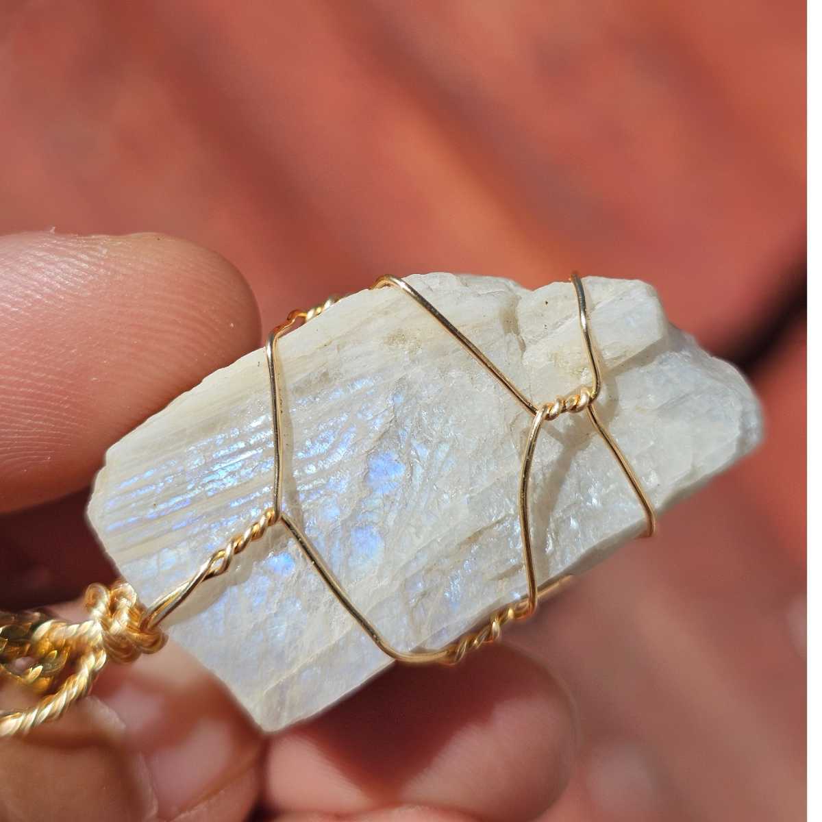 collier Pierre de Lune en acier inoxydable éclat bleu exclusif