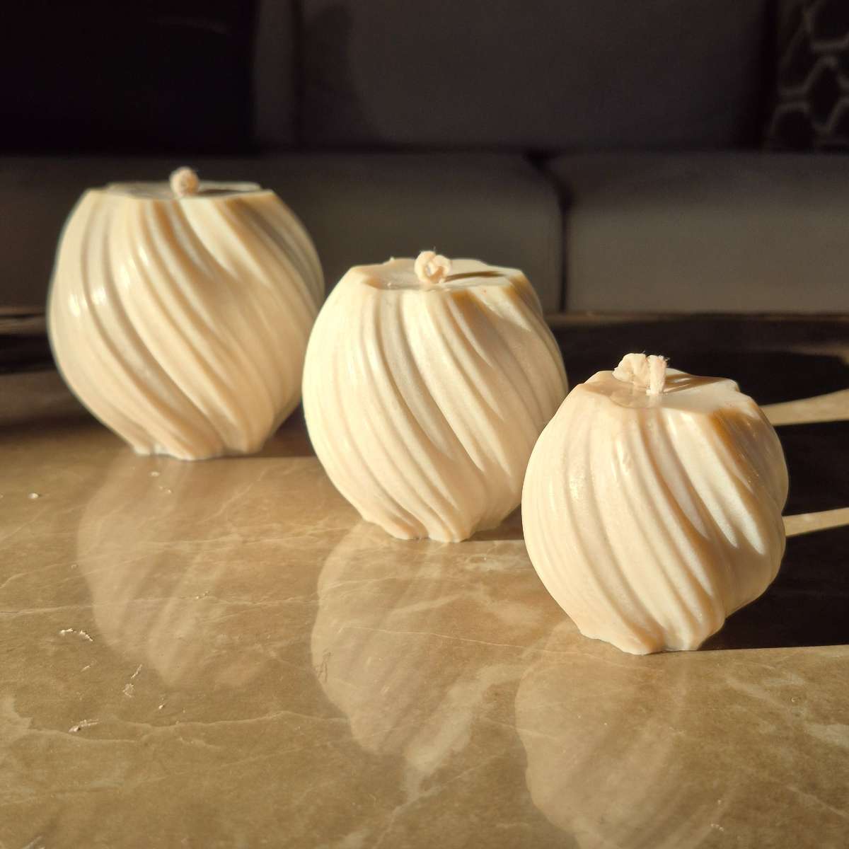 Bougies artisanales trio en cire de soja et d'abeille premium
