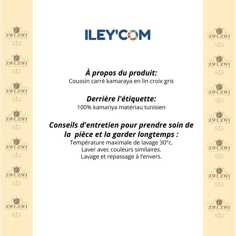 Housse de coussin kamaraya en lin, housse lin fait main, Housse hand made 100% n - artisanat Tunisien fait main | ILEYCOM