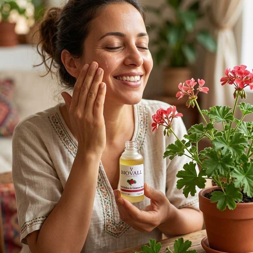 Huile de géranium premium pour une peau éclatante et apaisée