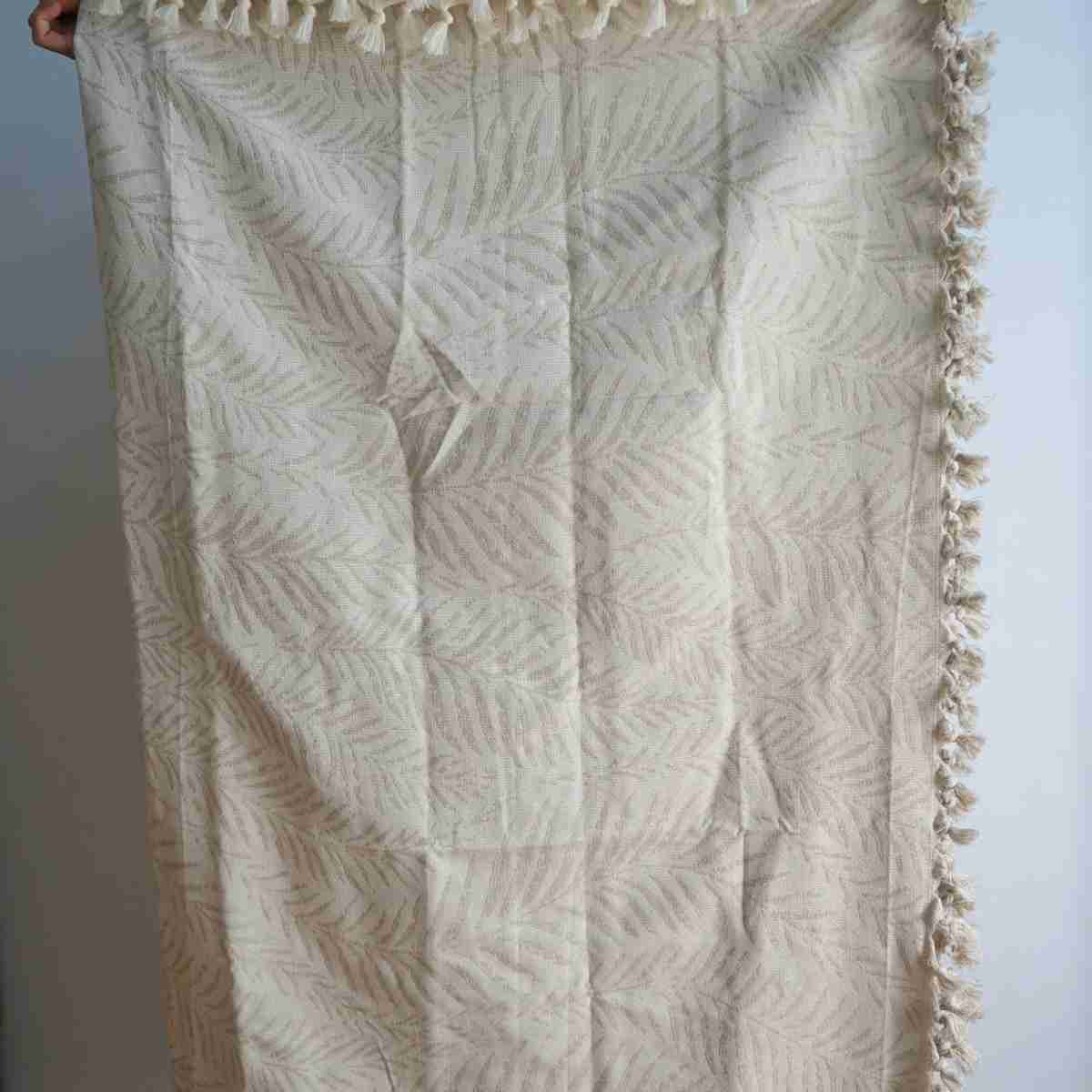 Jeté en coton recyclé motif feuille luxe (1.50 x 2 m)