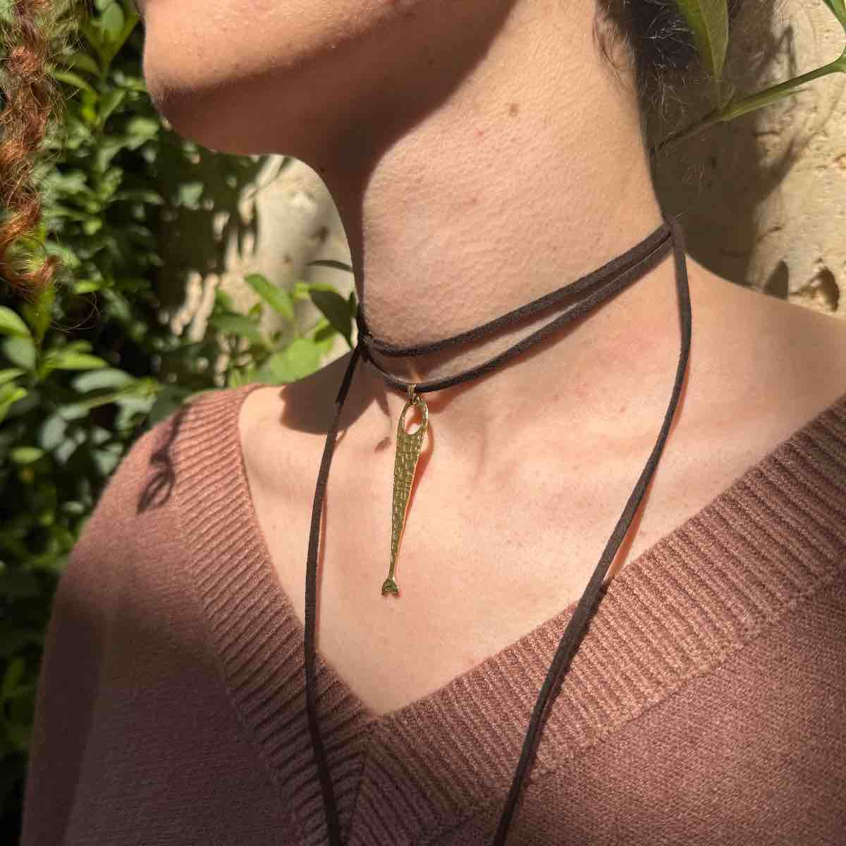 Collier cuir ajustable premium marron et doré exclusif