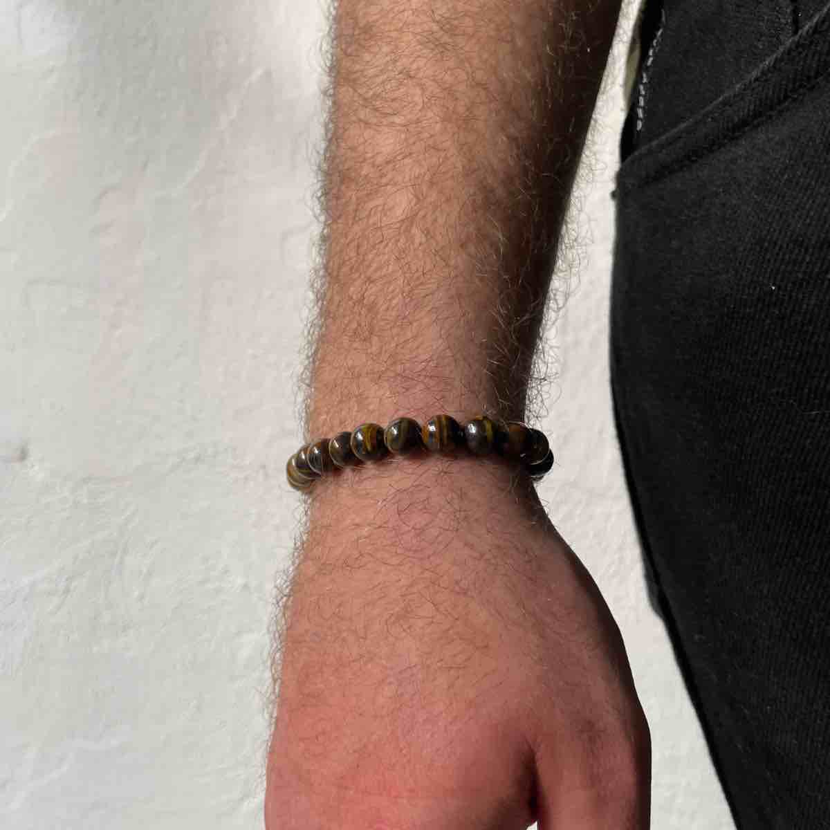 bracelet perles ajustable en nuances marron et noir