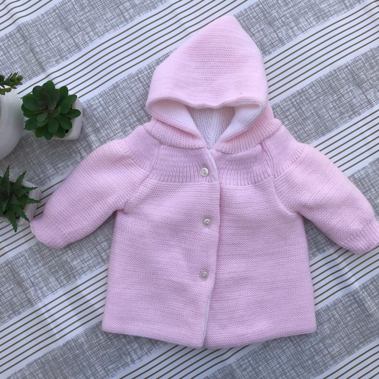 Gilet à capuche en tricot pour nouveau-né, Tricot en laine et coton (0 à 3 mois)