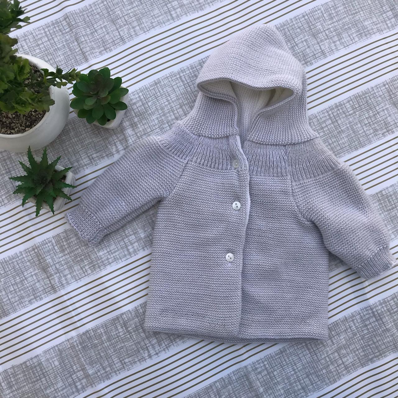 Gilet à capuche en tricot pour nouveau-né, Tricot en laine et coton (0 à 3 mois)