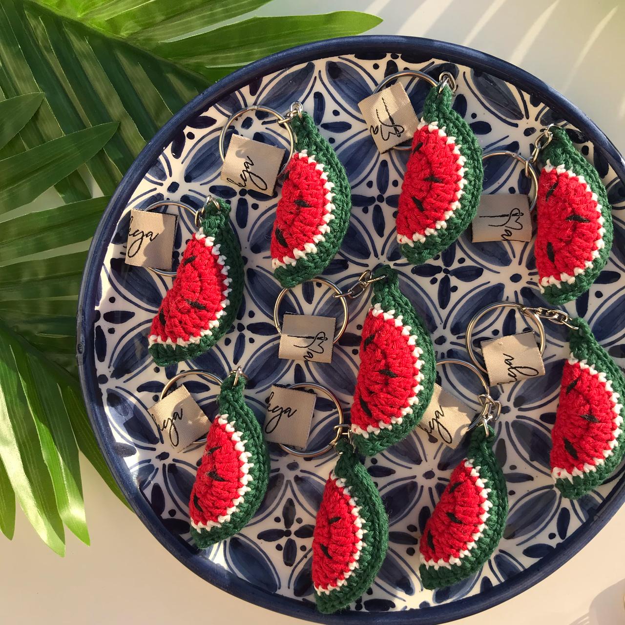 Porte-clés pastèque en crochet fait main idéal pour clés et sacs