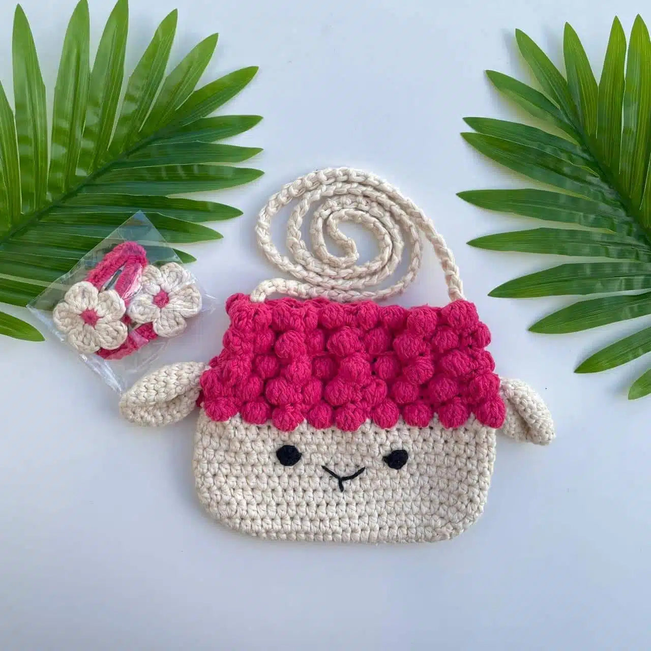 Sac en crochet pour enfant design mouton en coton