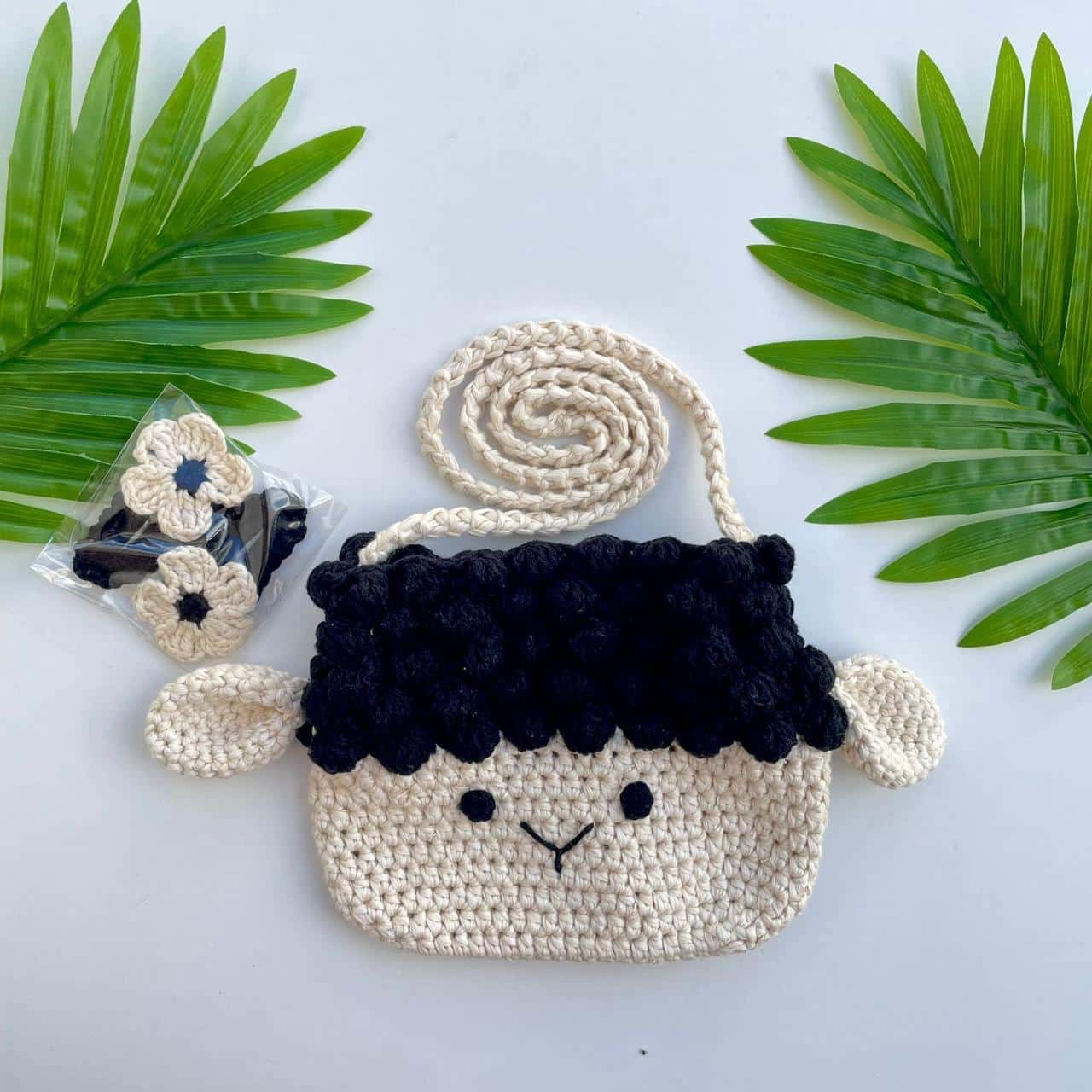 Sac en crochet pour enfant design mouton en coton