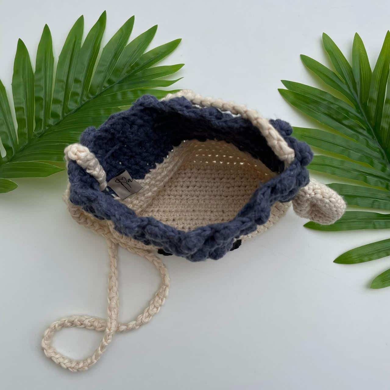 Children's crochet bag - Cotton sheep design (Pink, Black, Fuschia or Grey)