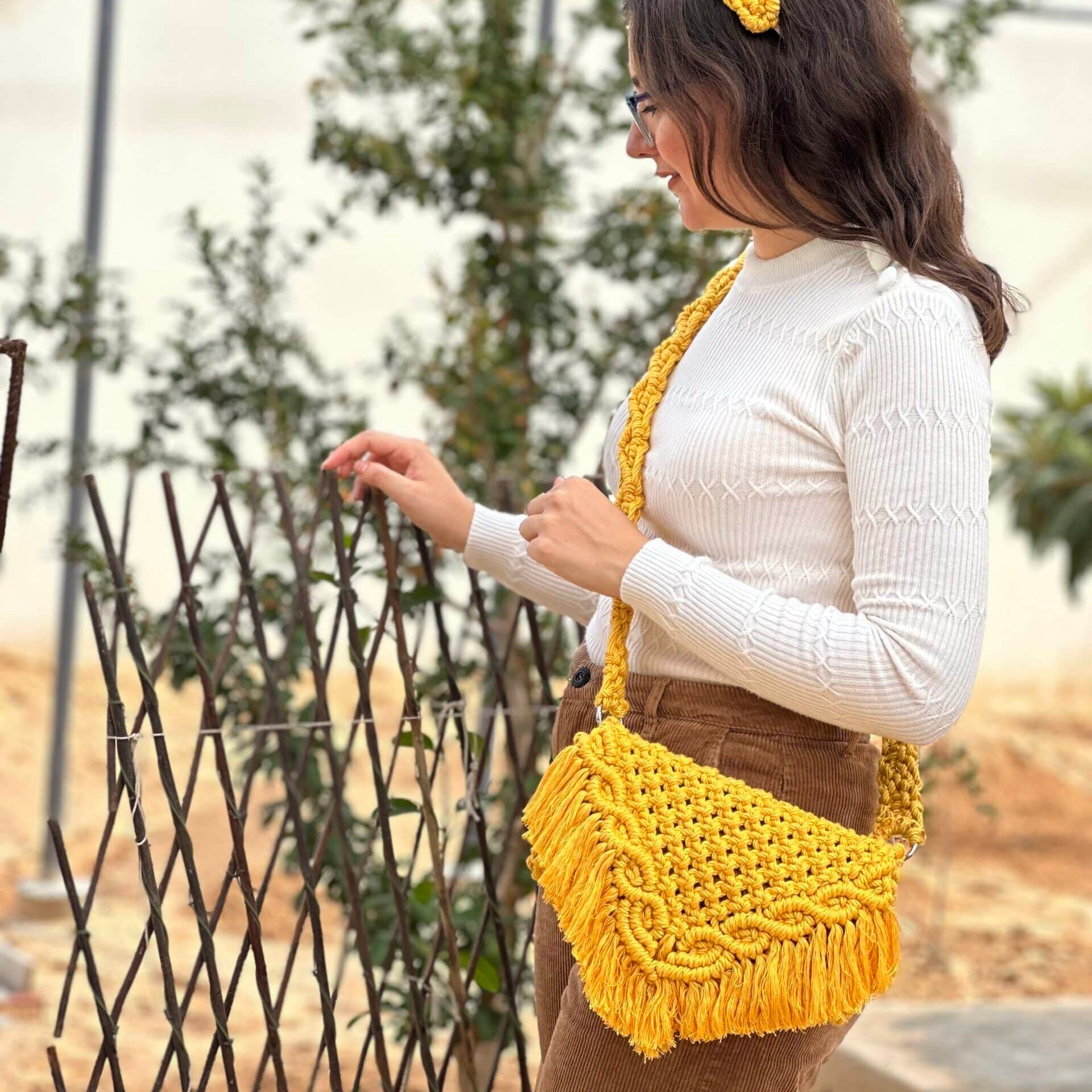 Sac bandoulière en macramé