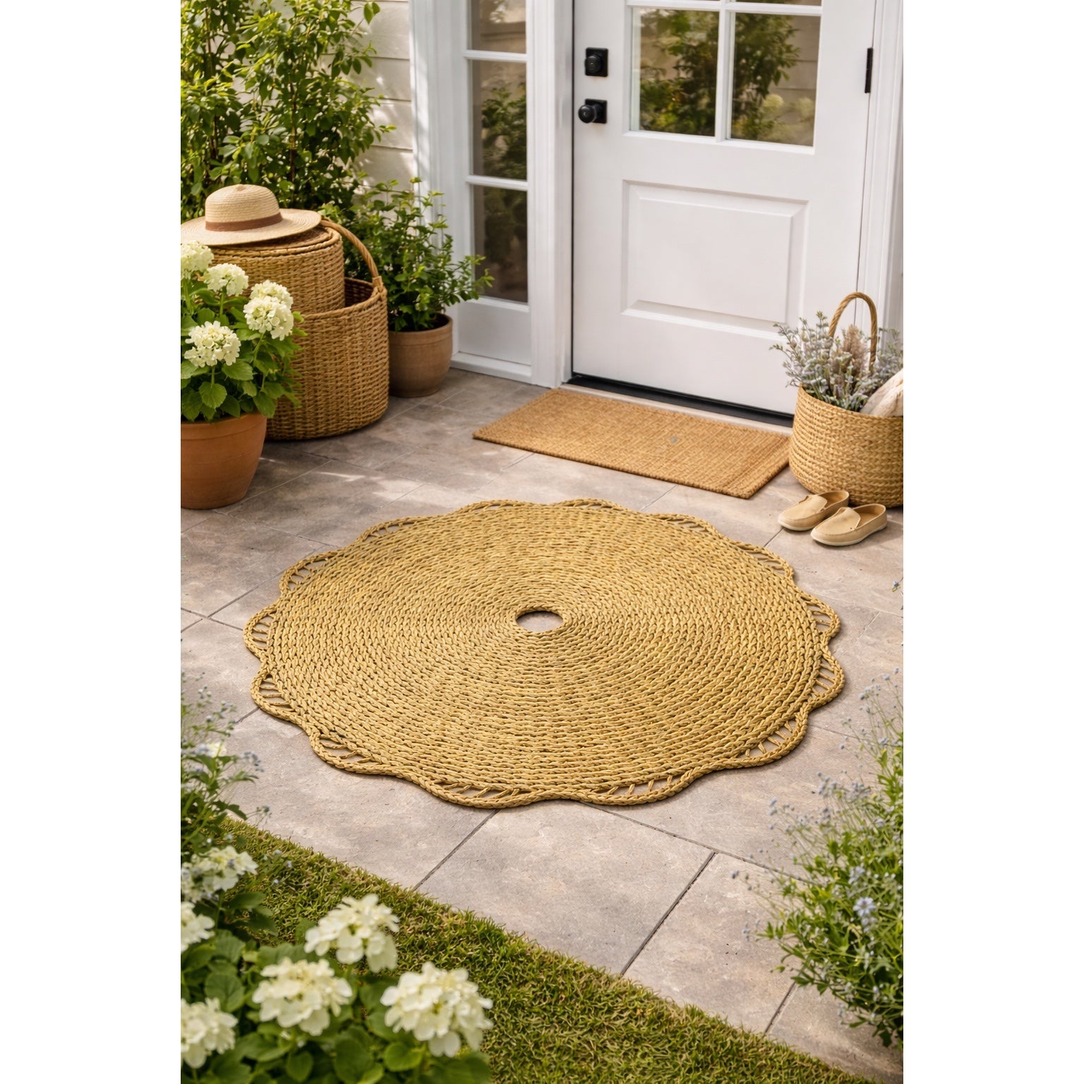 Tapis halfa fait main diamètre 1m pour un intérieur chic