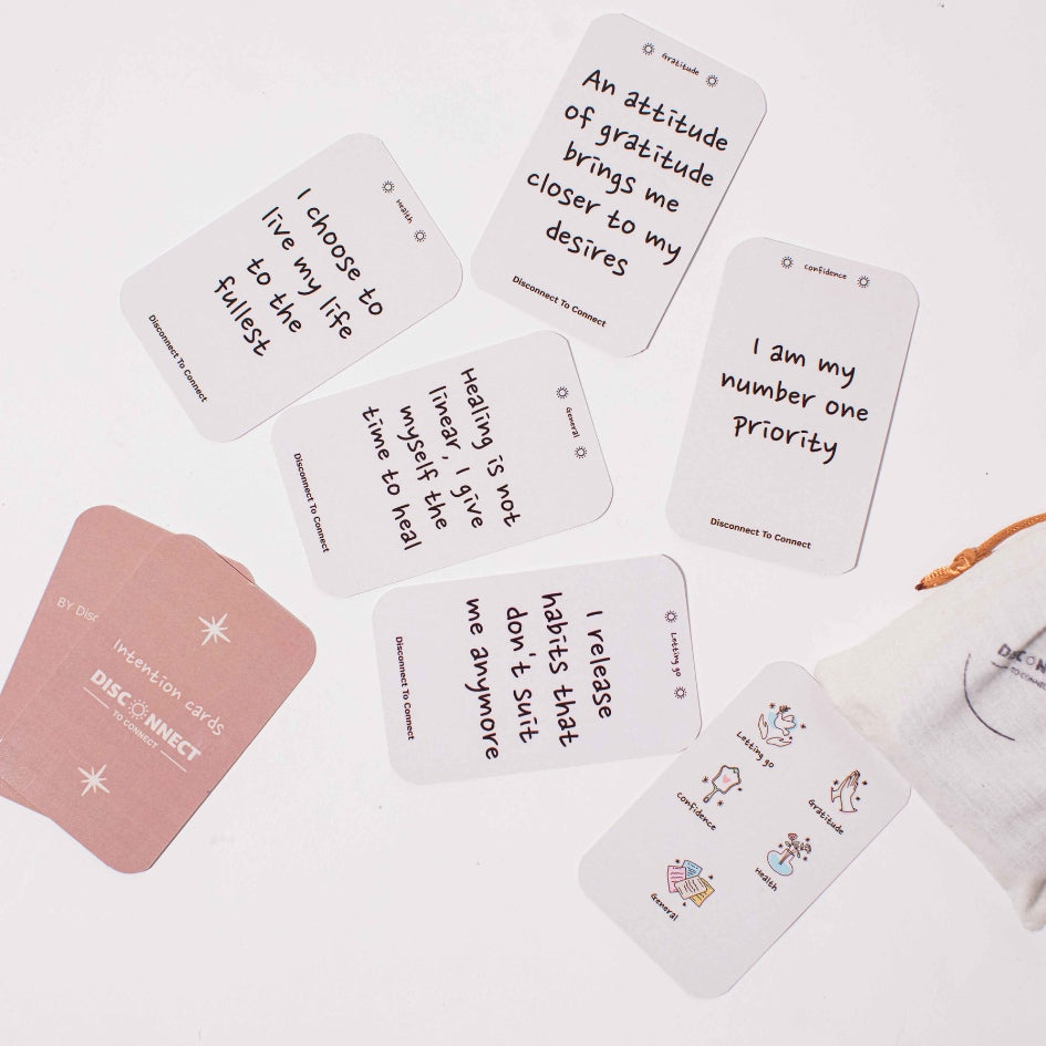 50 Cartes de réflexion et d’intention "Transformation" en anglais (5 catégories et 10 cartes par catégorie)