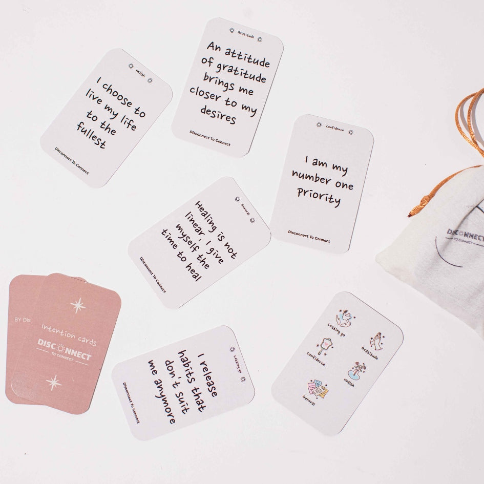 50 Cartes de réflexion et d’intention "Transformation" en anglais (5 catégories et 10 cartes par catégorie)