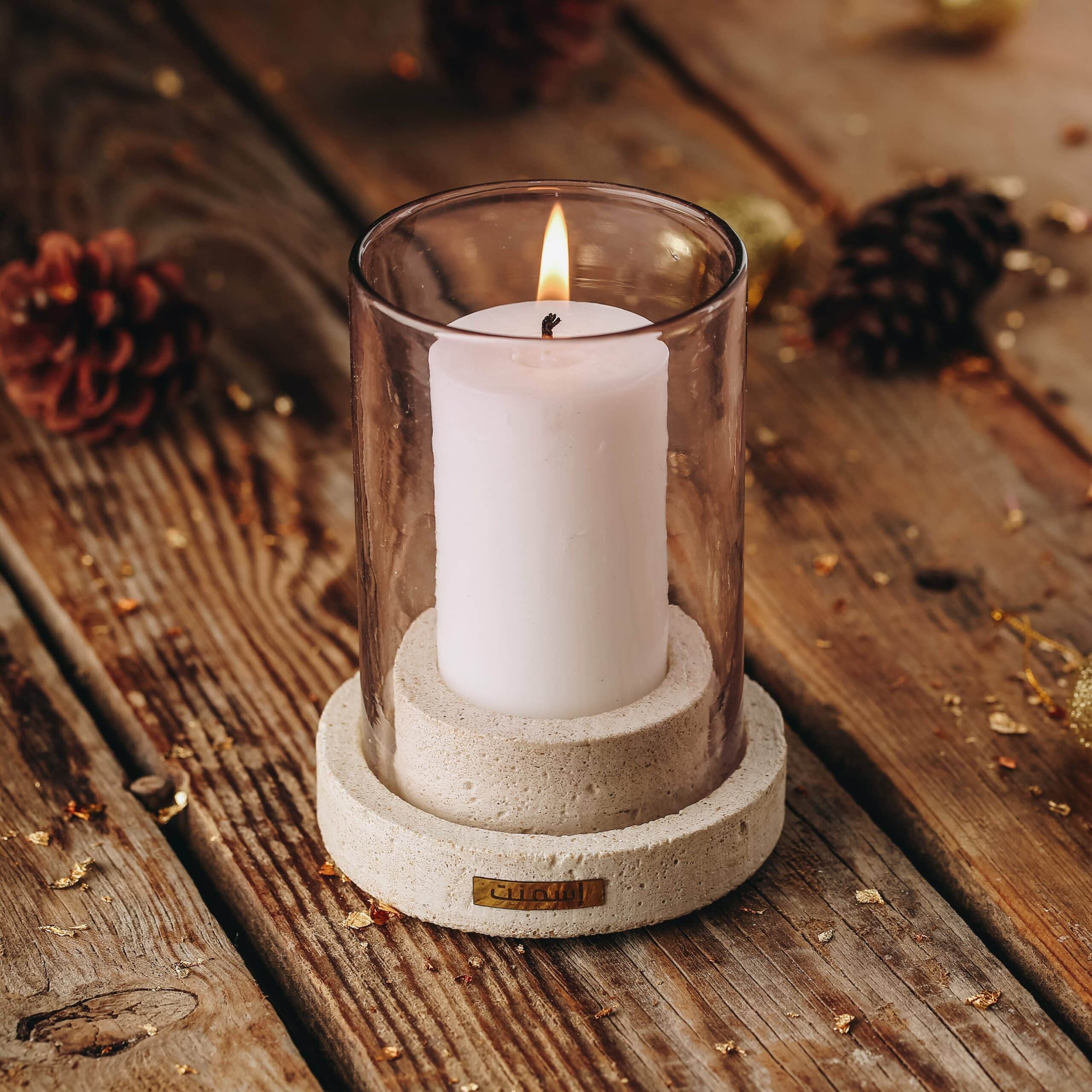 Pack Envol – Coffret cadeau avec boîte en béton et bougeoir en verre soufflé (S ou L)