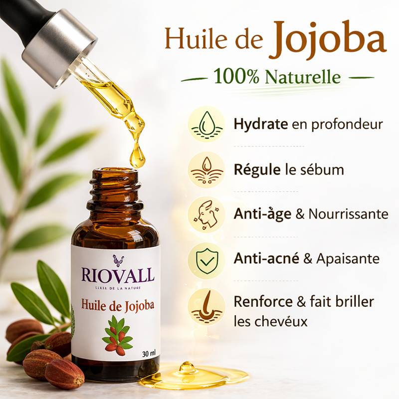 Huile de jojoba pure pour une peau radieuse et nourrie