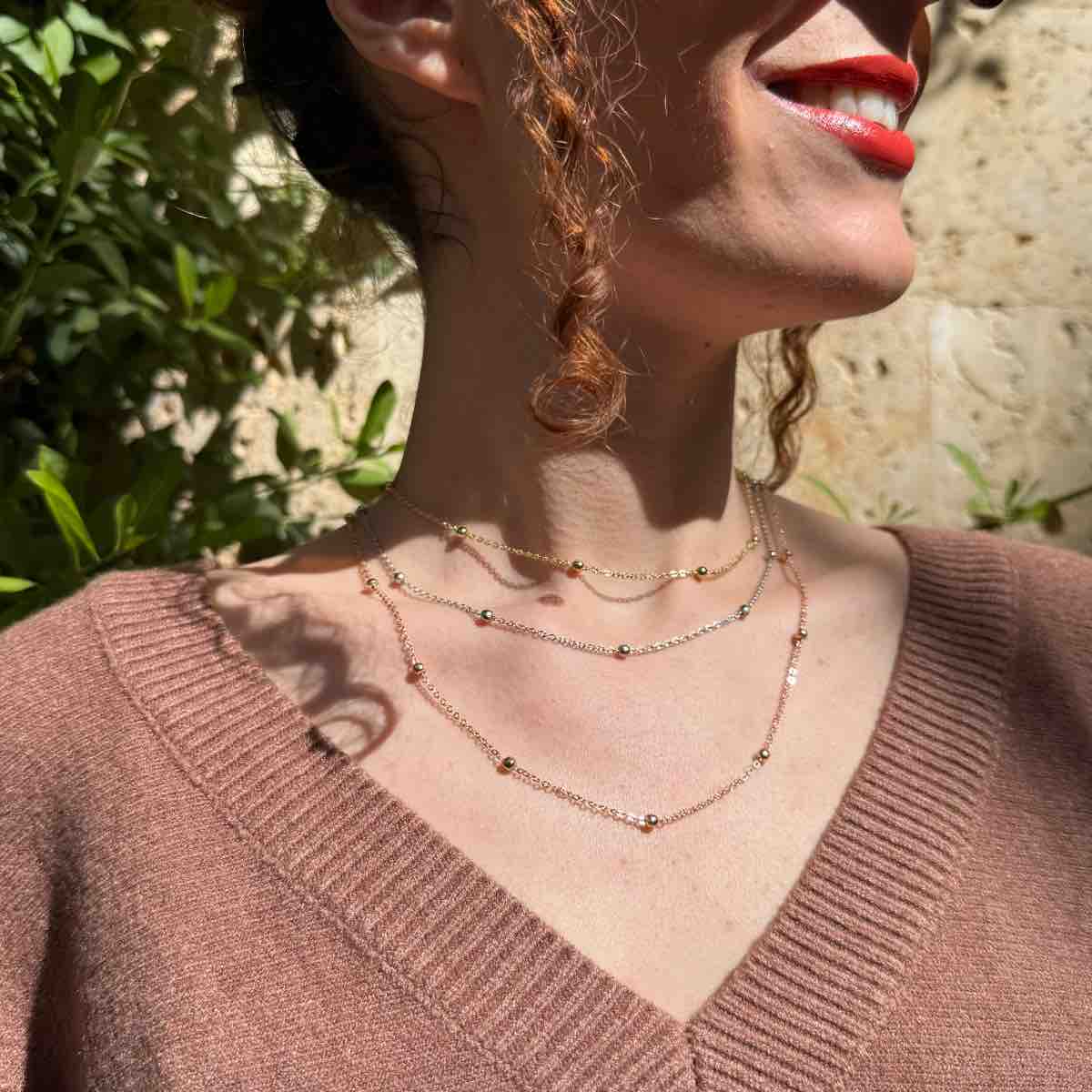Collier élégant doré argent et rose gold