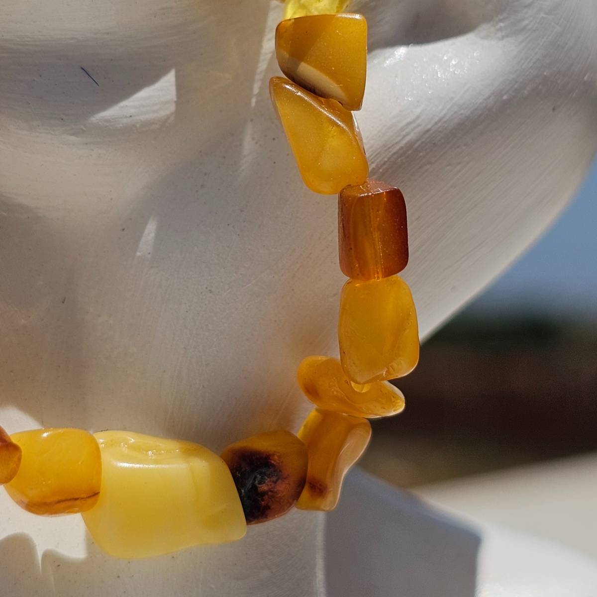 Bracelet ambre naturel élastique 18 cm qualité premium