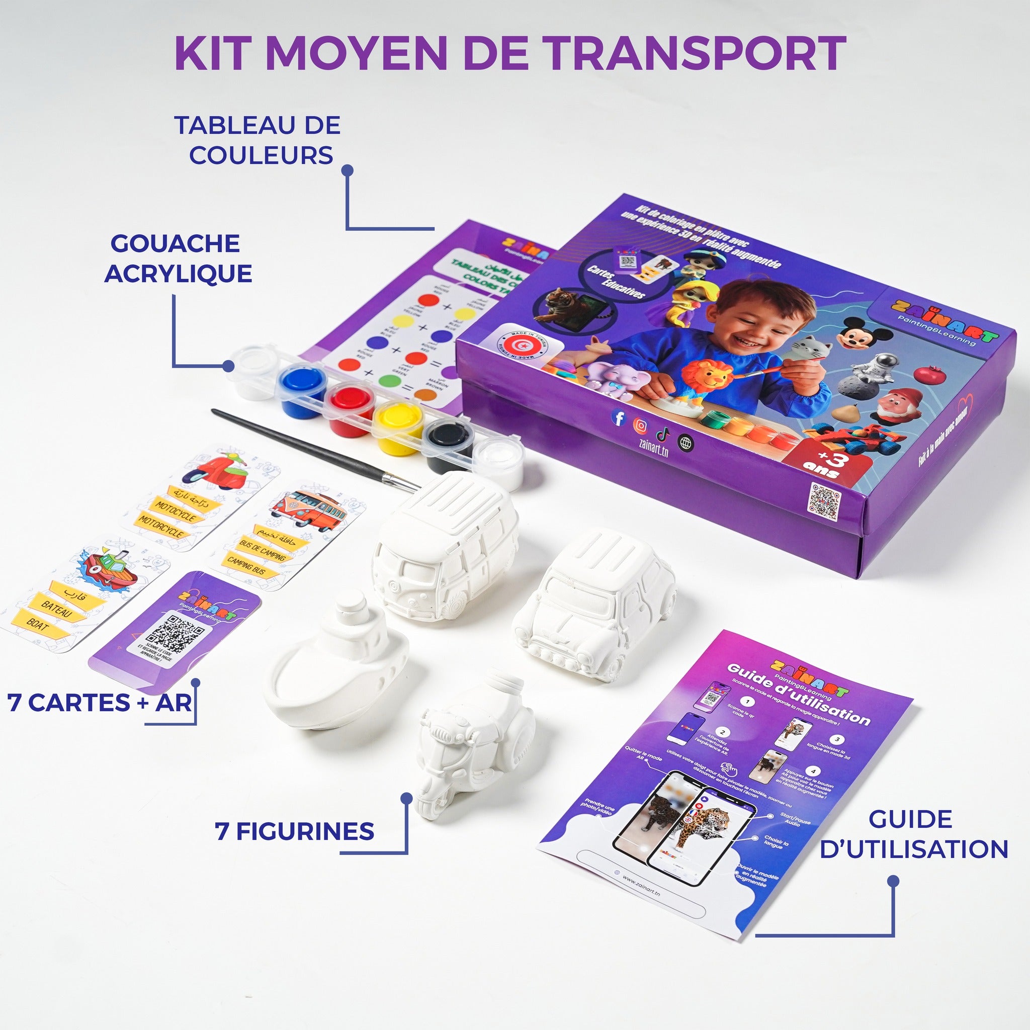 Kit de coloriage Transport avec expérience réalité augmentée