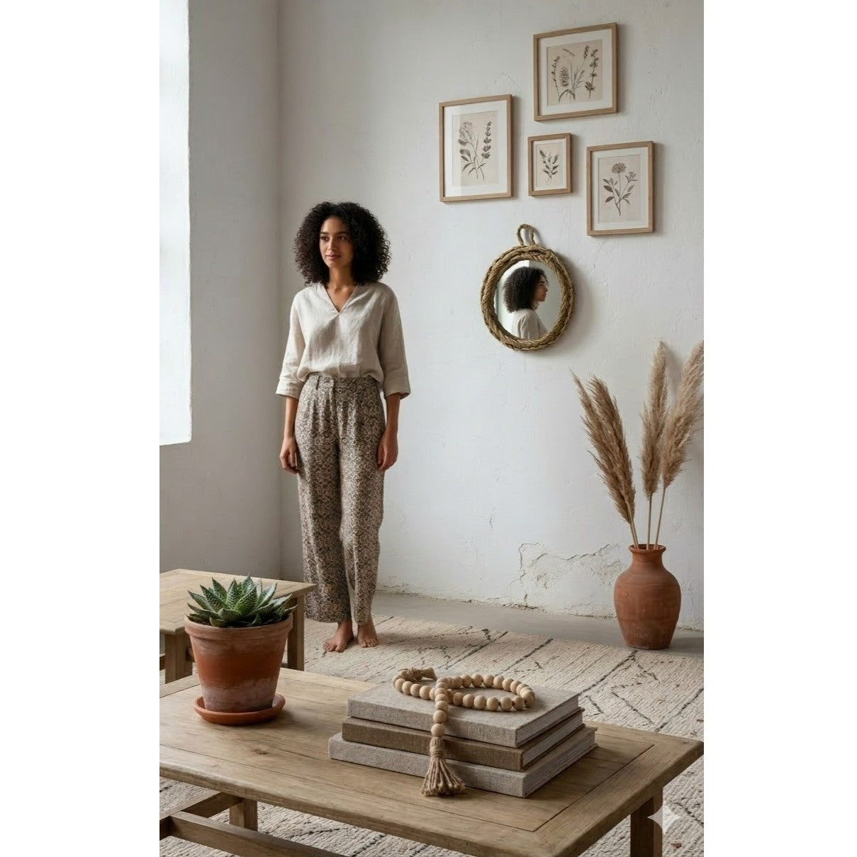 Miroir en halfa fait à la main diamètre 25 cm