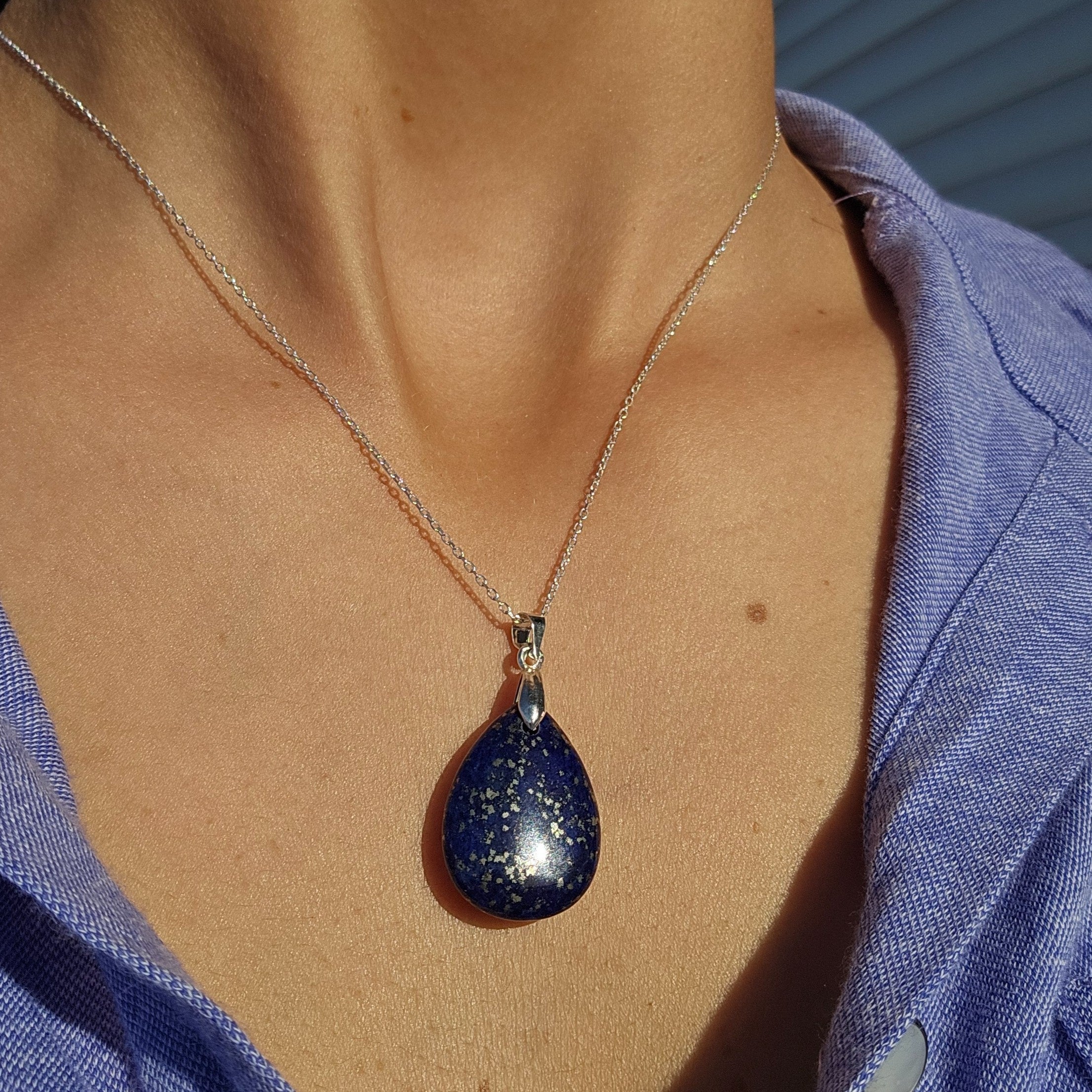 Collier en Argent 925 Pendentif Lapis Lazuli - Élégance Céleste