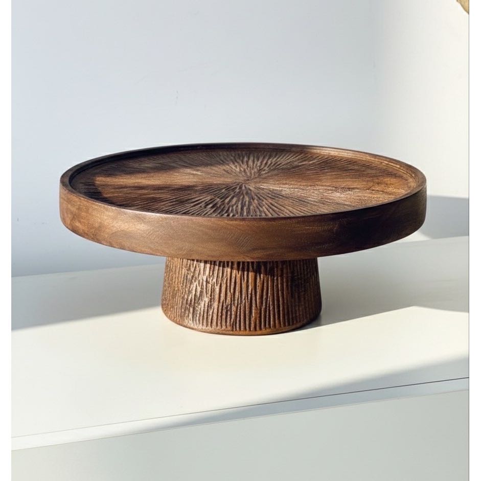 plateau en bois sculpté pièce unique en acajou élégante
