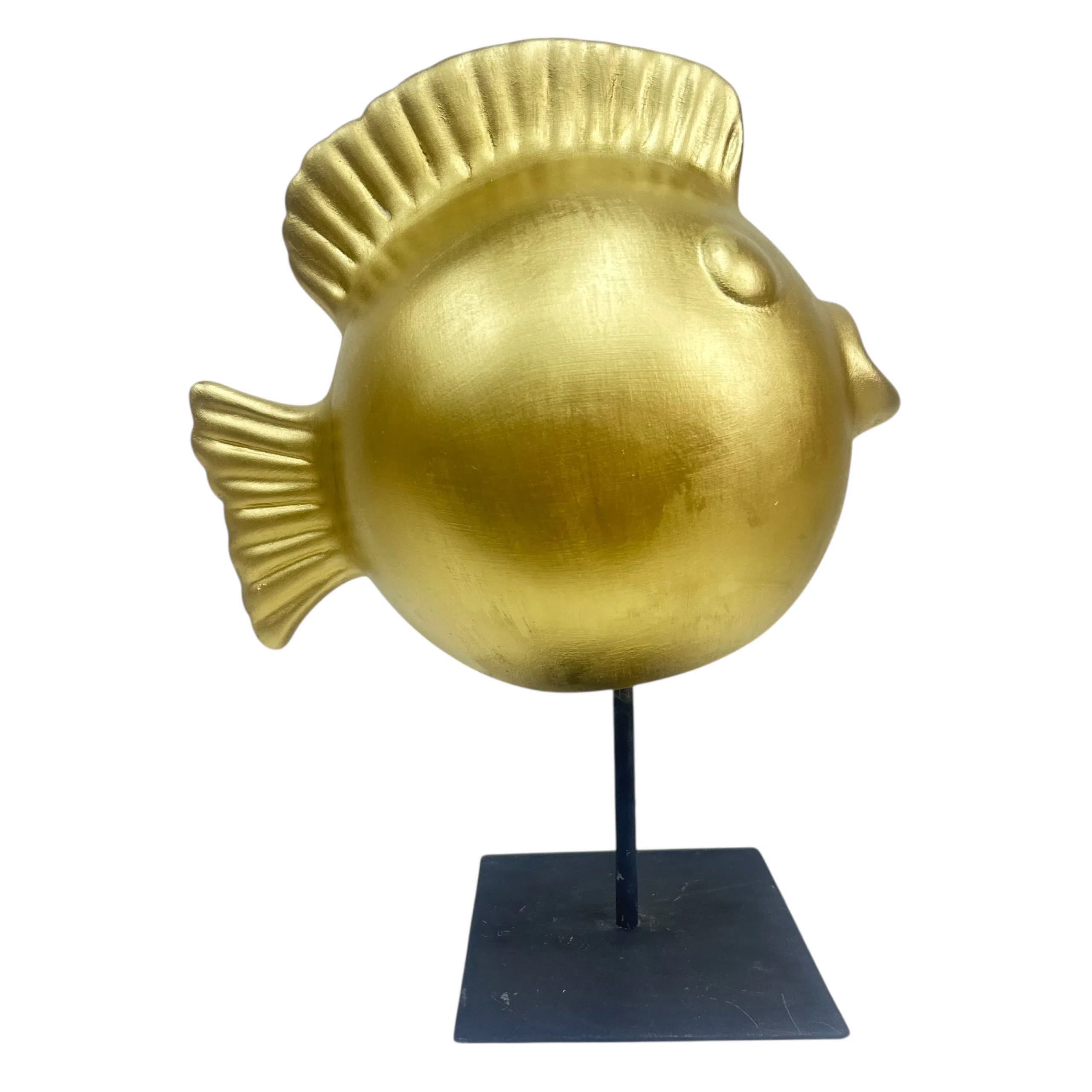 Sculpture poisson doré sur tige