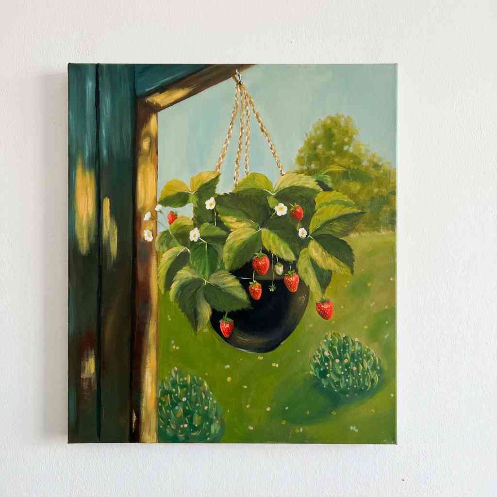 Fraisier suspendu lumineux pour une touche de nature chez vous