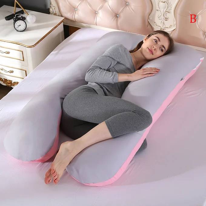 Oreiller Géant Rose gris Pour Les Femmes Enceintes 130*75 cm