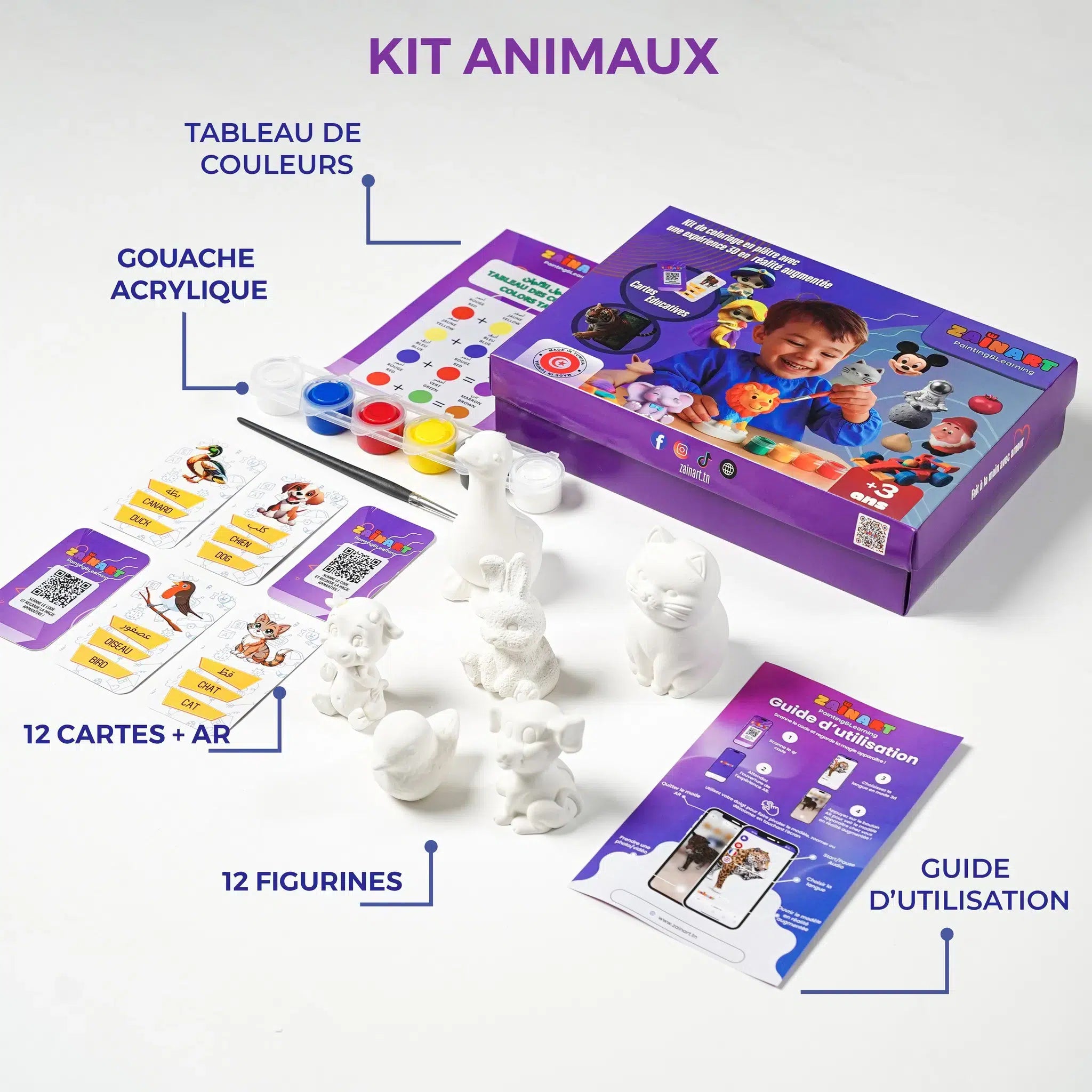 Kit de Peinture 3D Animaux en Plâtre - Créativité Augmentée