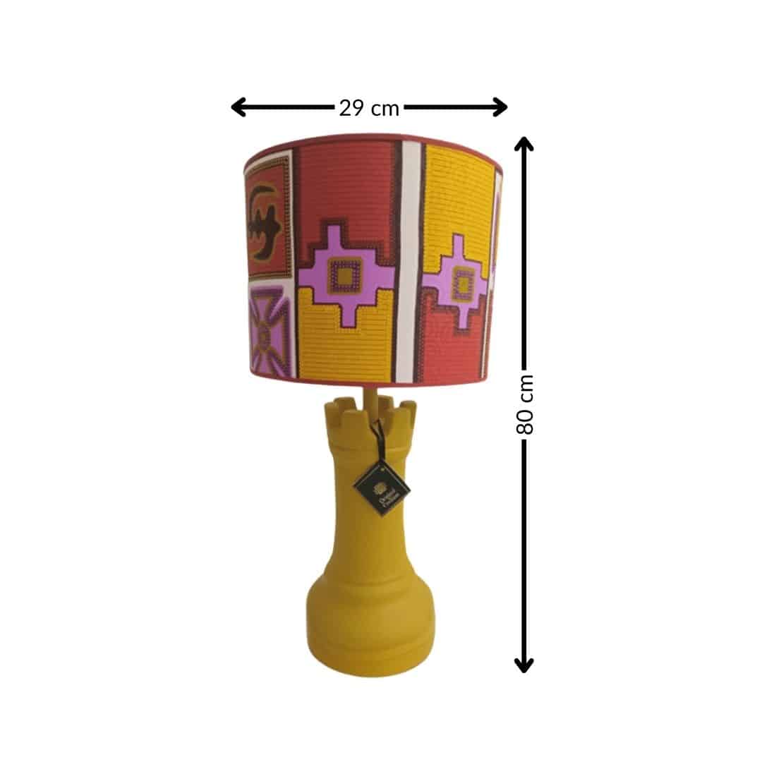 Lampe abat-jour Orlena – En wax africain et céramique (80 × 29 cm) - artisanat Tunisien fait main | ILEYCOM