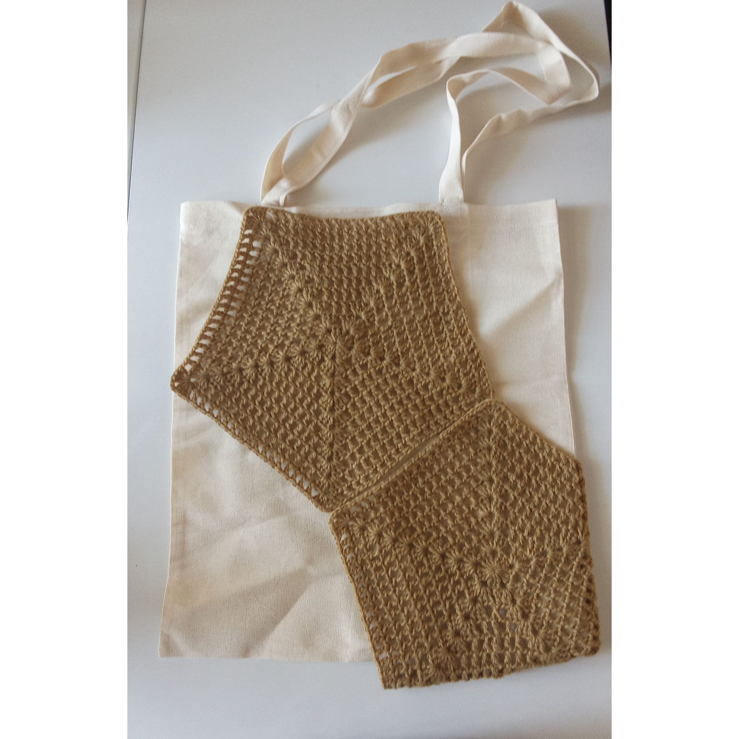 Sac Tote en Toile avec Accents Crochet - Élégance Écoresponsable