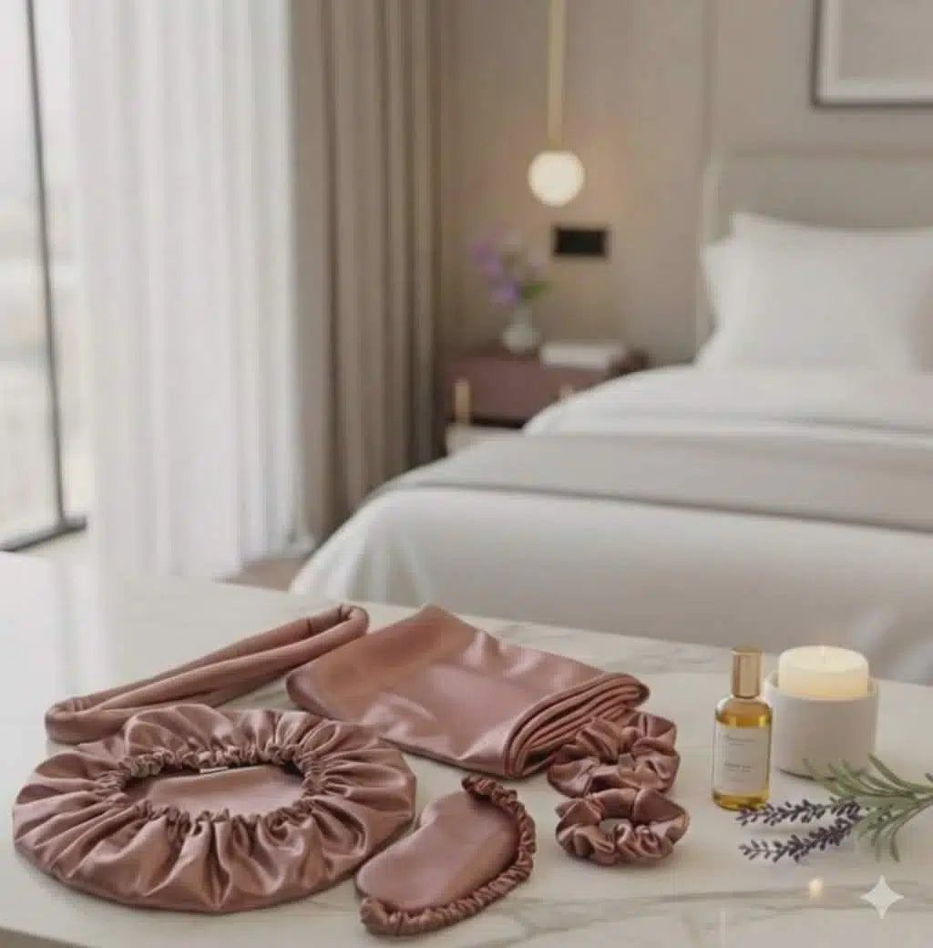 ensemble satin cheveux luxe pour des cheveux éclatants nuit marron