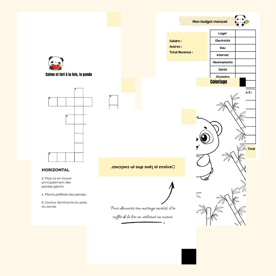 Notebook A5 thème panda - style livre culturel