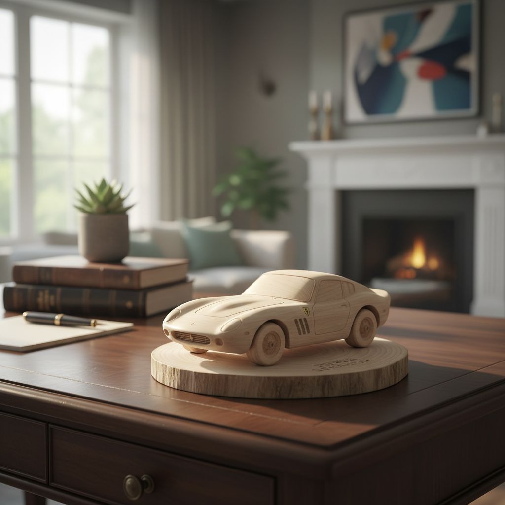 miniature Ferrari en bois artisanale pièce unique à collectionner