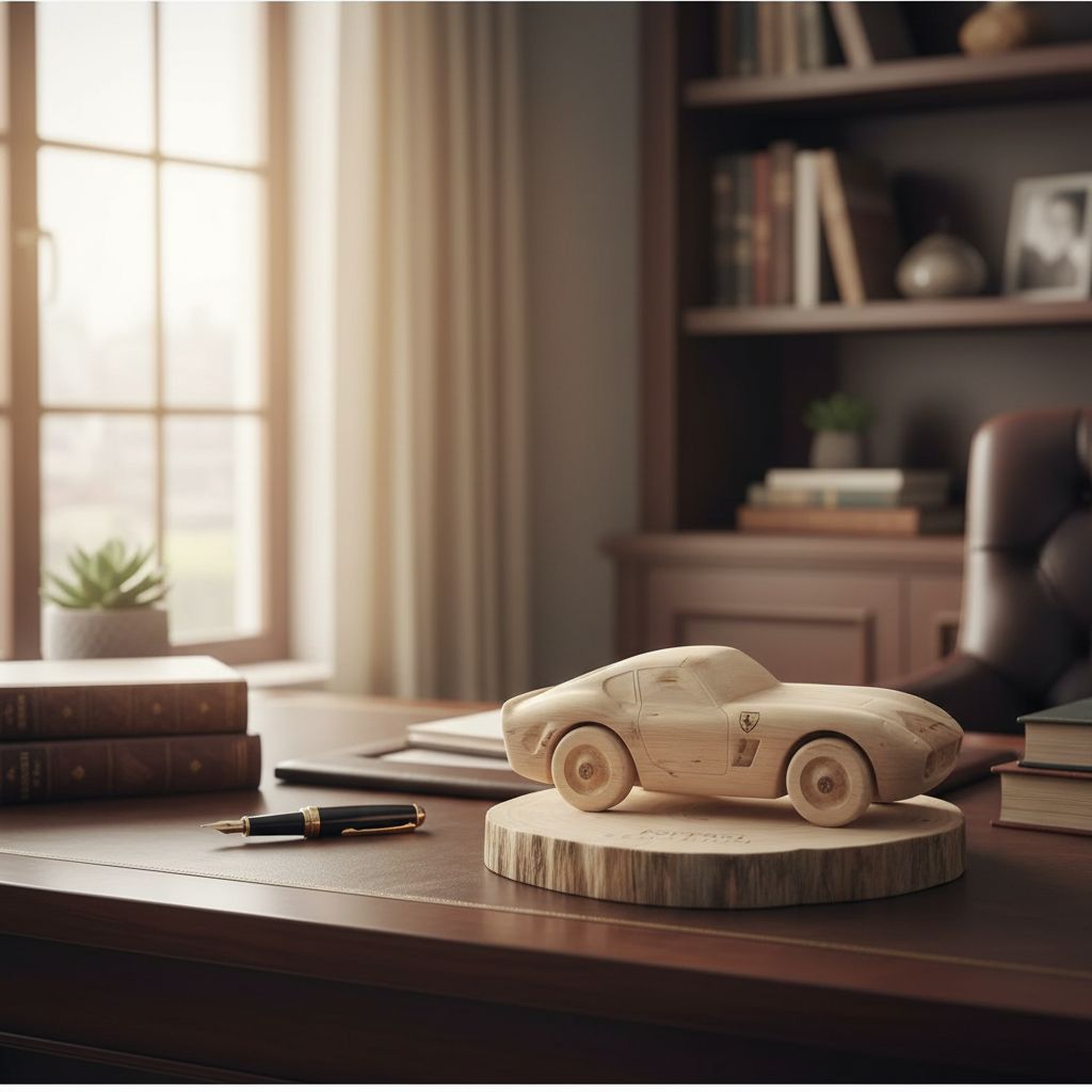 miniature Ferrari en bois artisanale pièce unique à collectionner