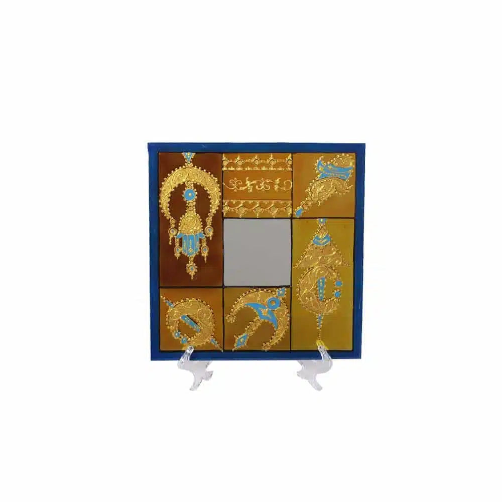Miroir Décoratif Traditionnel Peinture Sur Verre En Résine 25 x 25 cm
