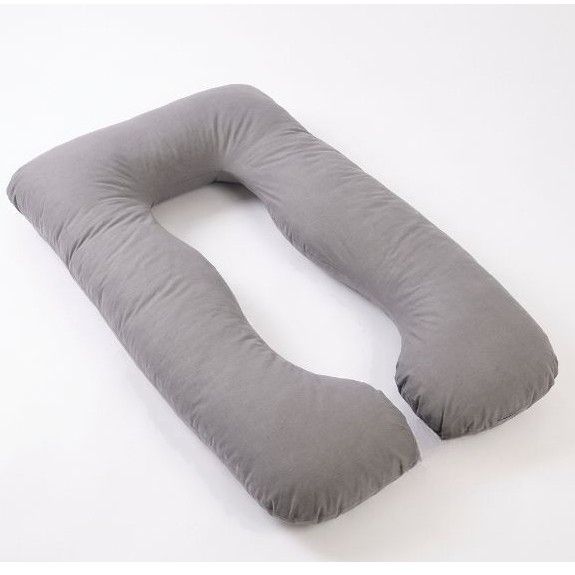 Coussin grossesse U luxe gris pour sommeil apaisé femme enceinte