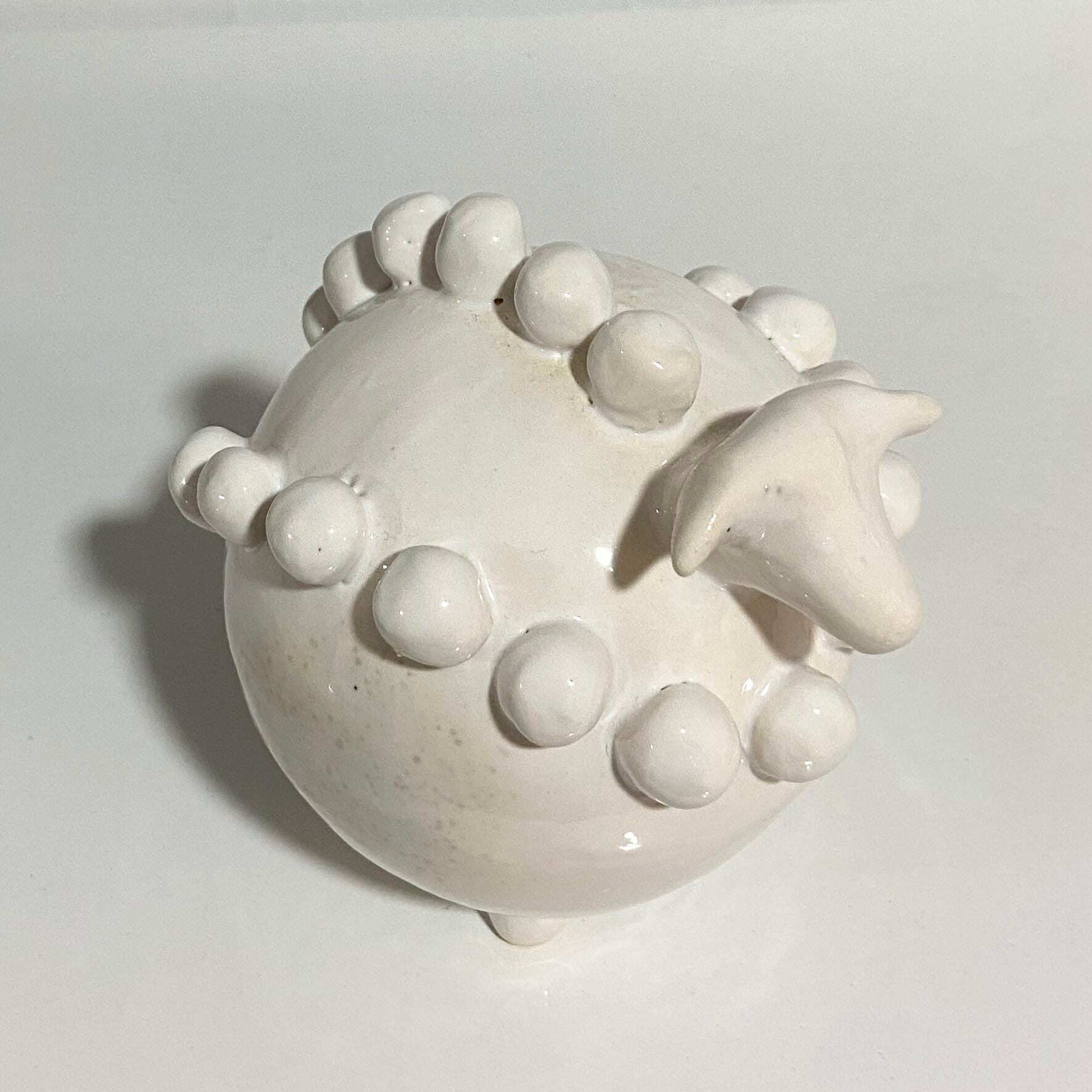 Mouton décoratif blanc en céramique – Pièce unique fait main (Grande et Petite T - artisanat Tunisien fait main | ILEYCOM