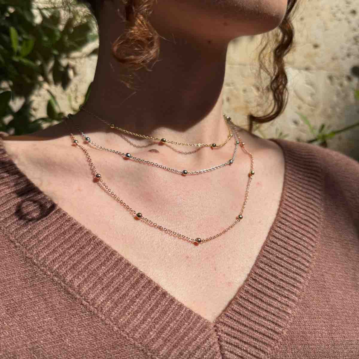 Collier élégant doré argent et rose gold