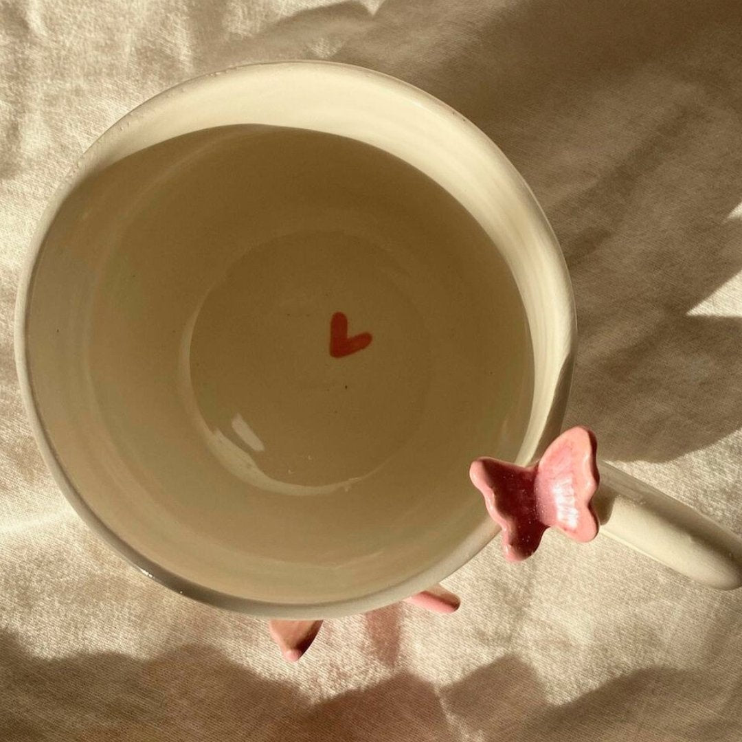 Mug en céramique papillon avec message personalisable - artisanat Tunisien fait main | ILEYCOM