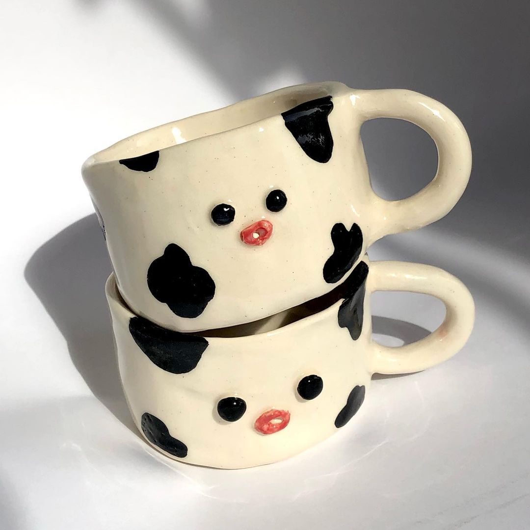 Mug "moo" en céramique - artisanat Tunisien fait main | ILEYCOM