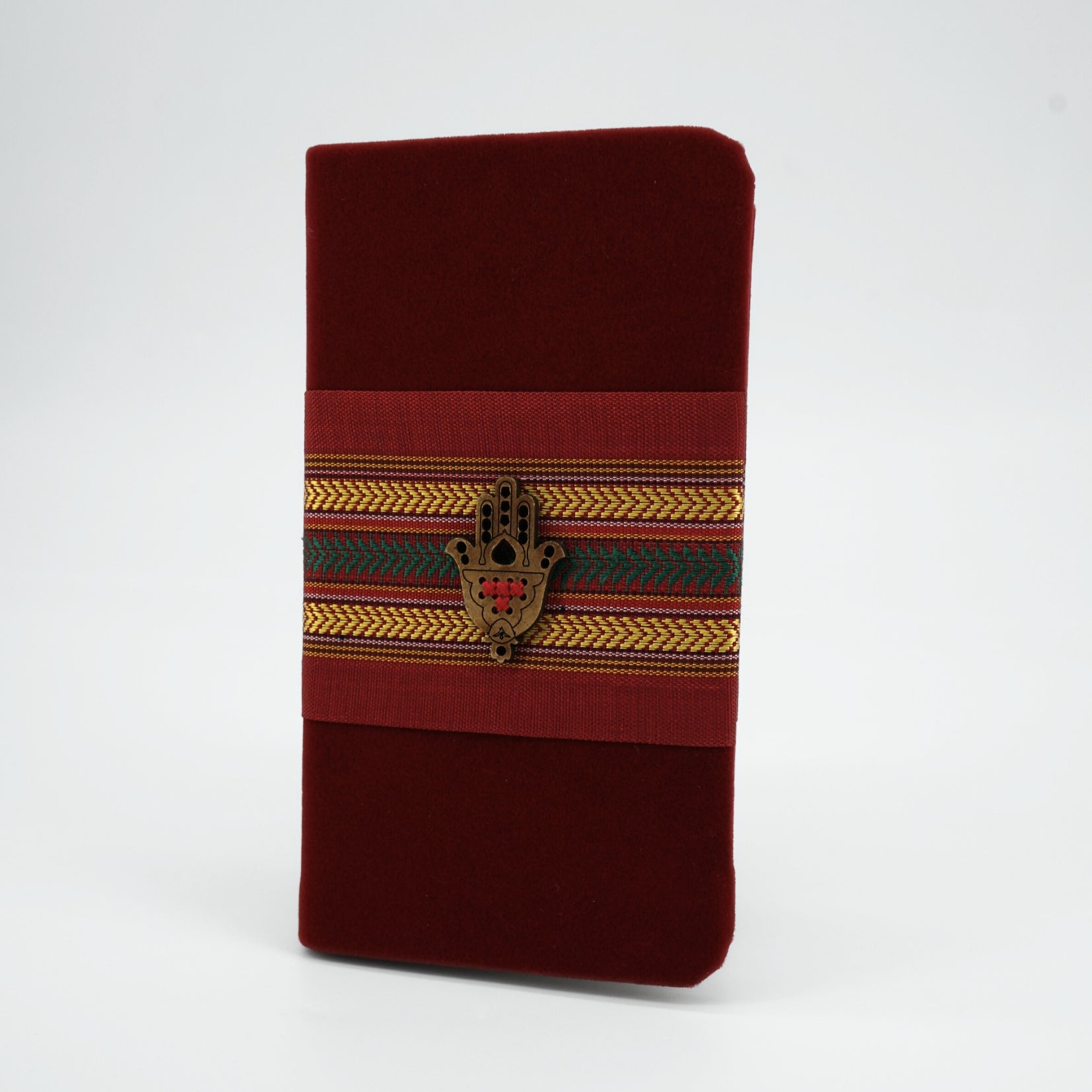 Notebook rouge velour avec détails khomsa