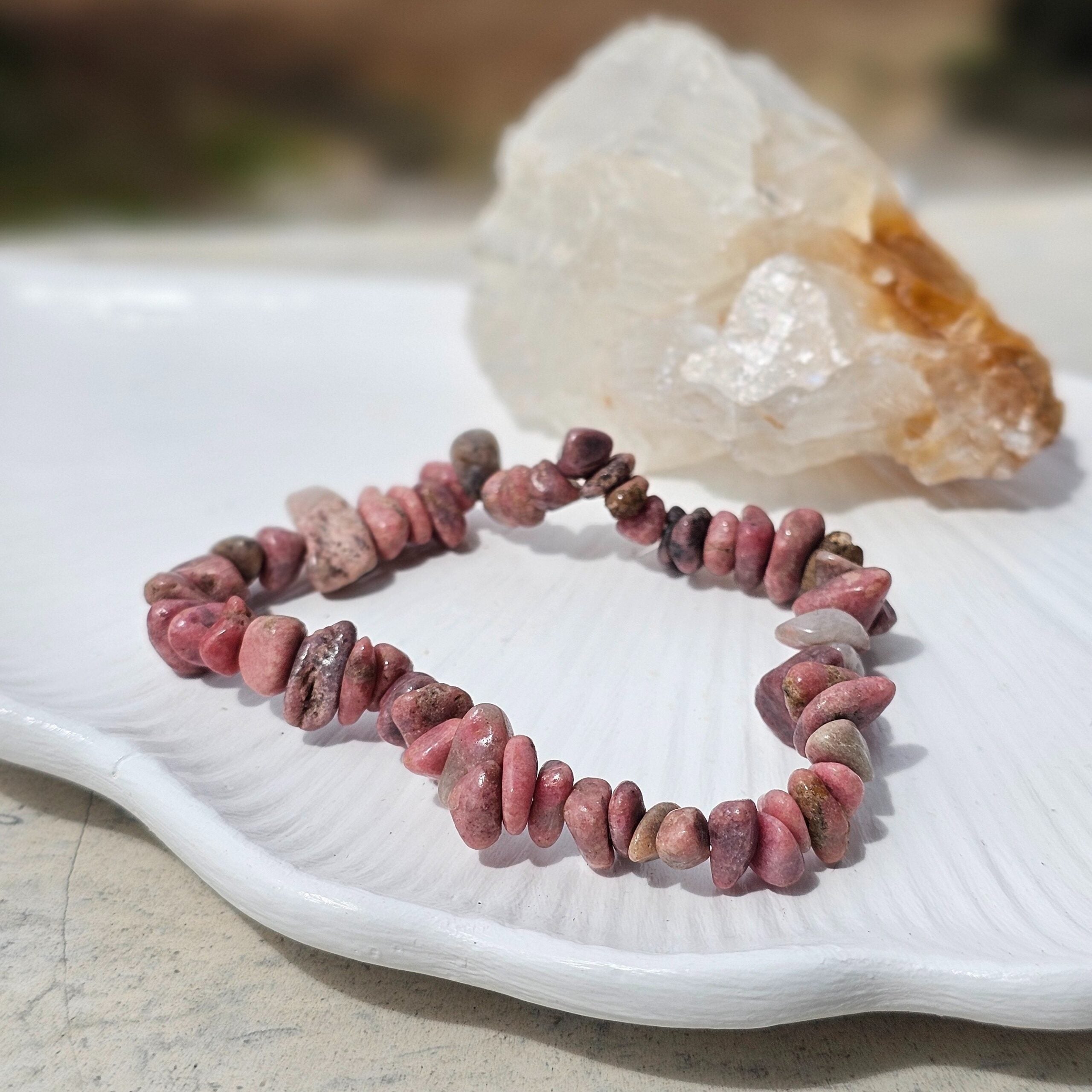 Bracelet élastique en Rhodonites naturelles (16 à 18 cm)