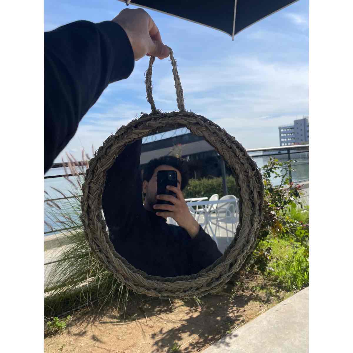 Miroir halfa fait main 30cm diamètre pour un intérieur élégant