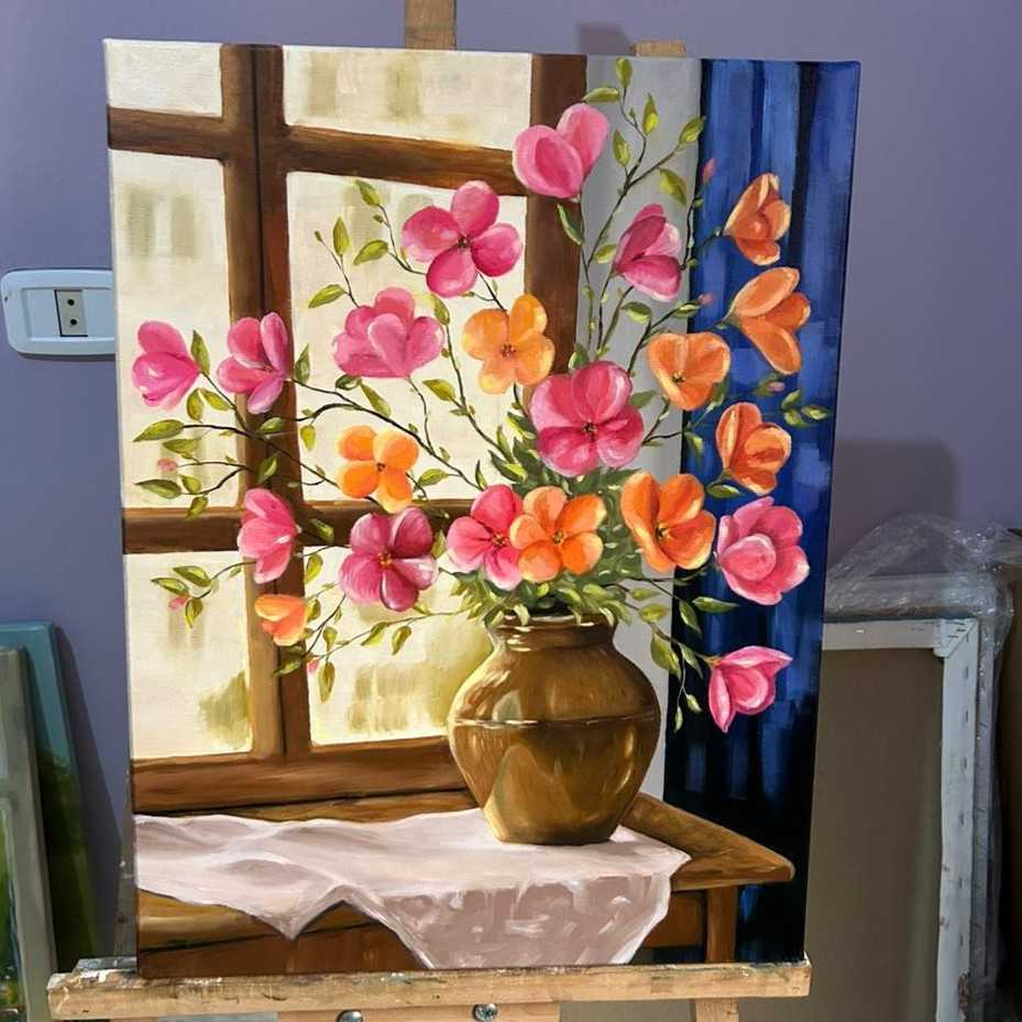 tableau fleurs unique éclatant pour un intérieur lumineux