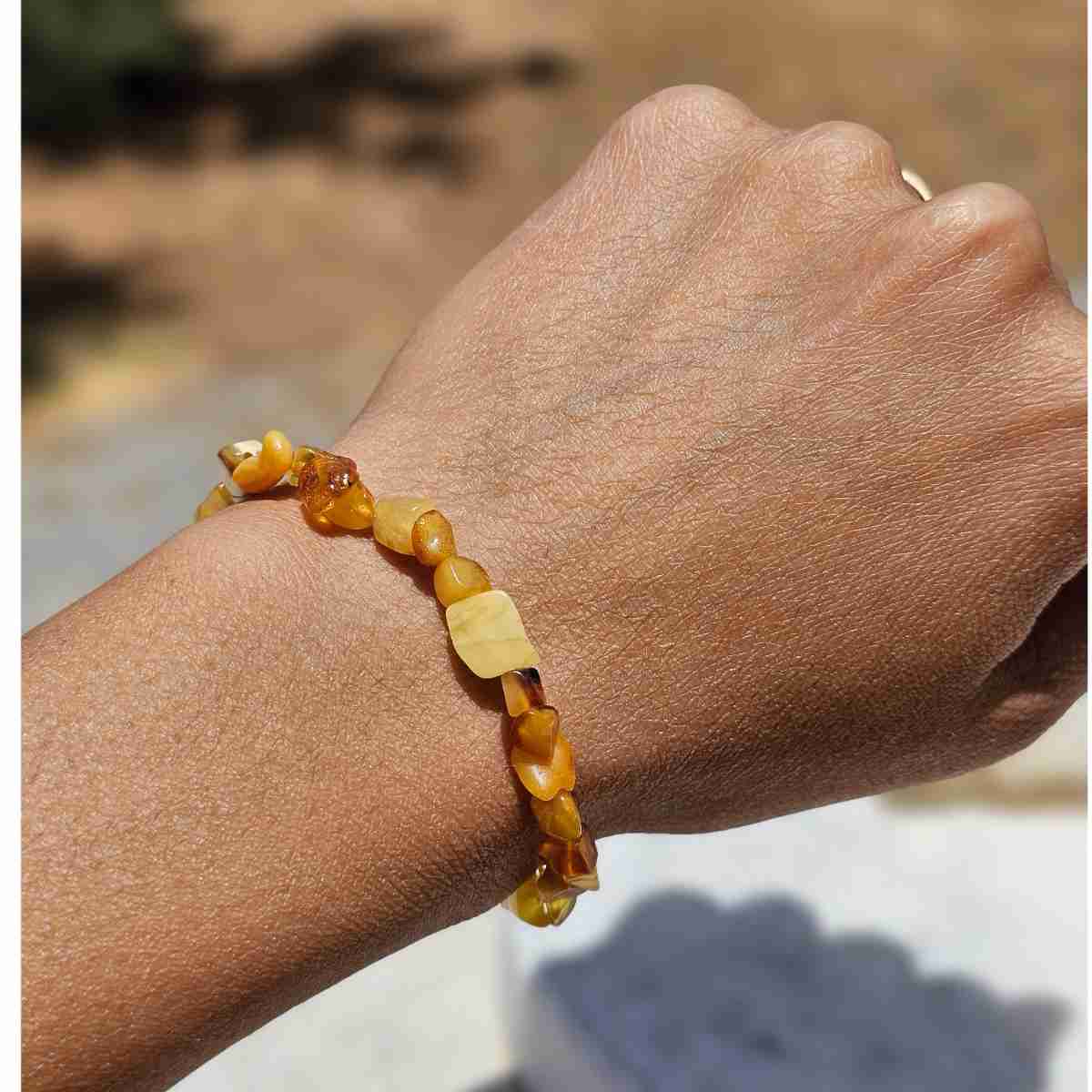Bracelet ambre naturel élastique 18 cm qualité premium