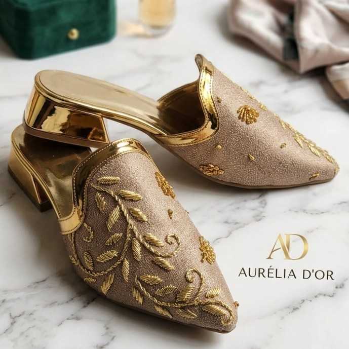 Mules orélia d'or de dar Ibreez pointure38